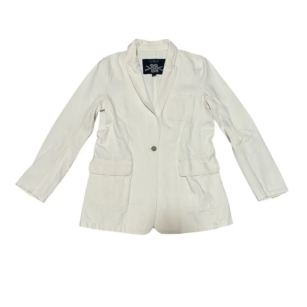 J.Crew White Cotton Casual Blazer Jacket Lightweight Size 6